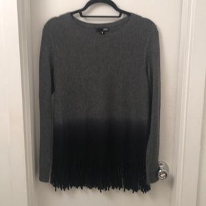 Gray and Black Ombre Sweater with Fringe